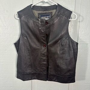 Saguaro West Black  Leather Vest Size Medium EUC